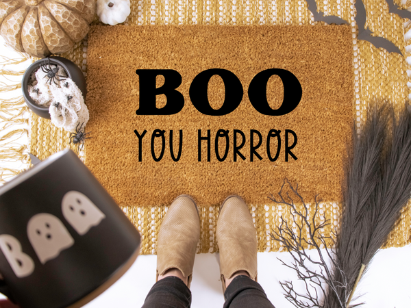 Boo You Horror Halloween doormat
